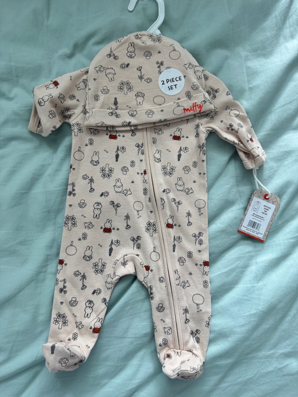 NWT miffy onesie footie with matching beanie sz Newborn